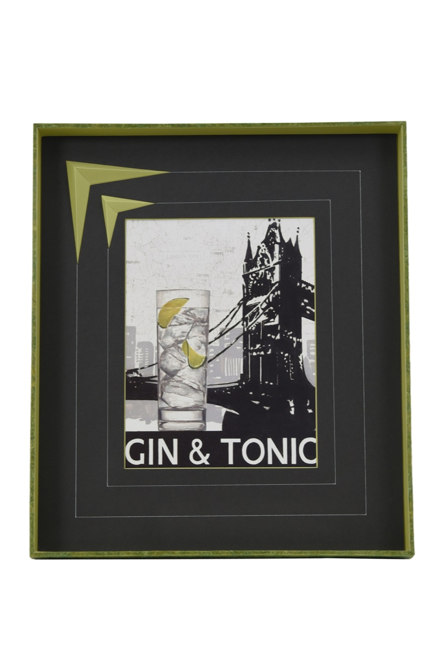 Cadre Gin and Tonic, passe-partout noir à filets